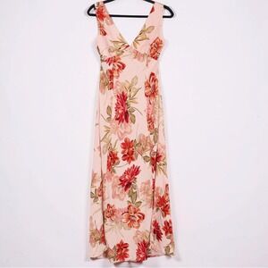 Paper Heart Women's Mojito Floral Print Sleeveless Maxi Dress Size L Linen Blend
